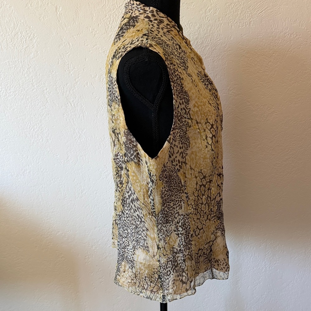 NWT FLORES & FLORES SILK Leopard Print Sleeveless Blouse SIZE 16 - Picture 2 of 5